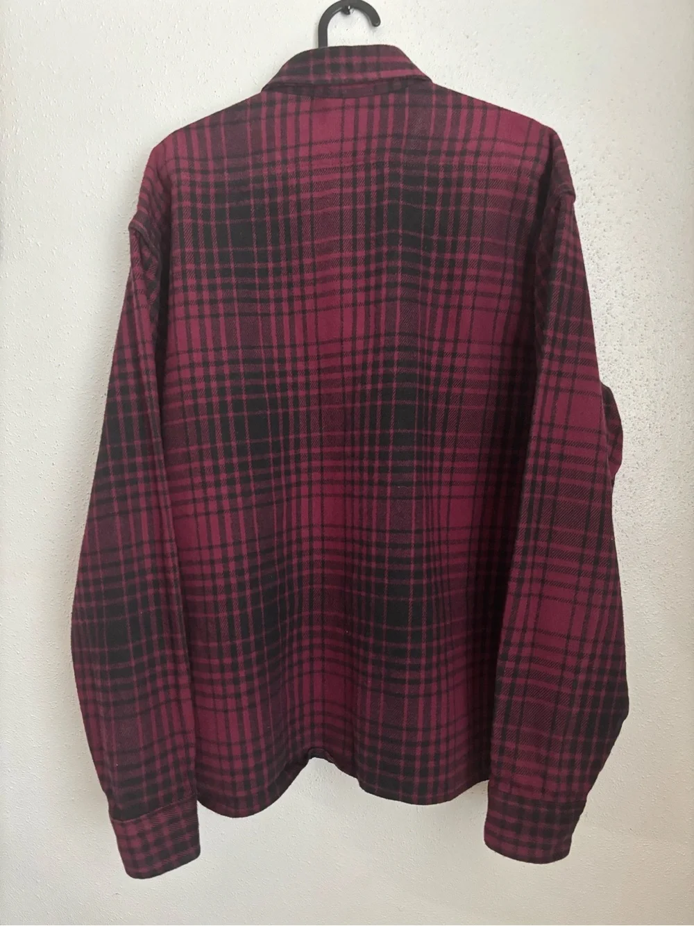 Vintage Authentic St. John's Bay Men's Plaid Jacket in Burgundy and Black